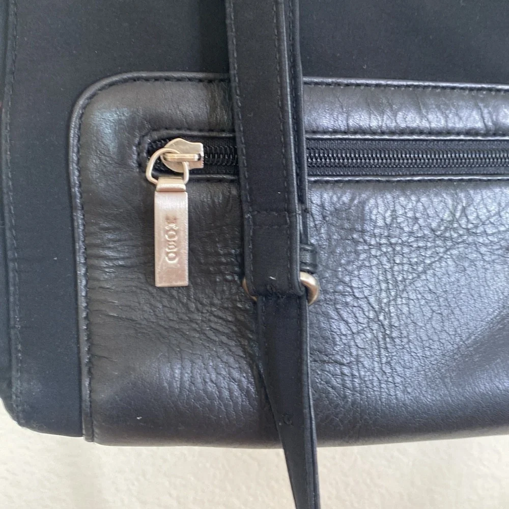 Hobo International large tote laptop bag black nylon leather VGUC